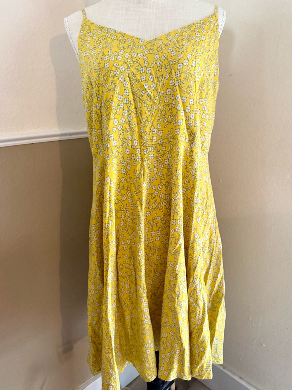 GAP Yellow Floral Midi Dress cottagecore Sundress Flowly XL